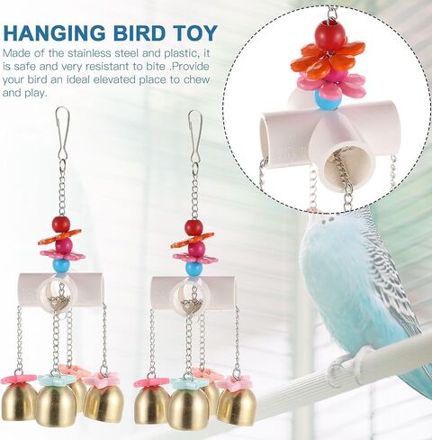 Beavorty Parrot Chewing Toy Bird Bell Toy Bird Cage Bell Toy Bird Bells Toy Developmental Toys Chew Toys Hanging Parrot Toys Hanging Bird Toy Puzzle Toy Stainless Steel Spoon Pet in Saudi Arabia
