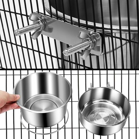 وعاء الكلب لقفص 2 حزم، الفولاذ المقاوم للصدأ الحيوانات الأليفة الكلب القط الغذاء وعاء الماء لبيت الكلب، قفص، قفص، المسمار على تغذية الحيوانات الأليفة للحيوانات الأليفة المتوسطة والكبيرة in Kuwait