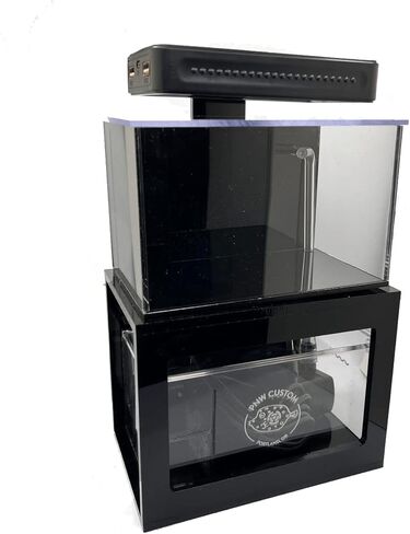 حوض السمك الصغير الجاهز للشعاب المرجانية بوزن 40 أونصة (أسود) | خزان أسماك المياه المالحة المكتبي الصغير مع ضوء LED، مستنقع، مضخة | المياه العذبة والمياه المالحة in Kuwait