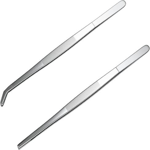2PCS Aquarium Tweezers, 12IN Extra Long Tweezers for Aquarium, Stainless Aquascaping Tools, Fish and Reptile Feeding Tongs for Snakes, Lizards also for Live Aquarium Plants in Saudi Arabia