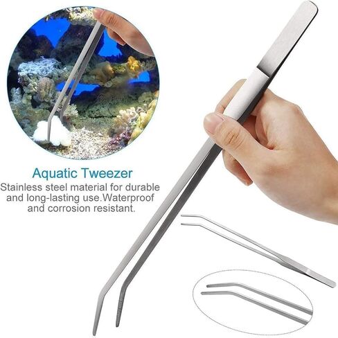 2PCS Aquarium Tweezers, 12IN Extra Long Tweezers for Aquarium, Stainless Aquascaping Tools, Fish and Reptile Feeding Tongs for Snakes, Lizards also for Live Aquarium Plants in Saudi Arabia