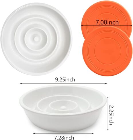 GH Ceramic Slow Feeder Dog Bowl, 3 Cups, 2 Pet Flying Discs Included - Black in Saudi Arabia