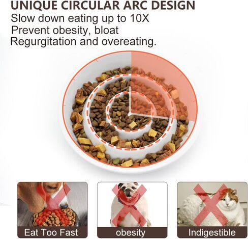 GH Ceramic Slow Feeder Dog Bowl, 3 Cups, 2 Pet Flying Discs Included - Black in Saudi Arabia