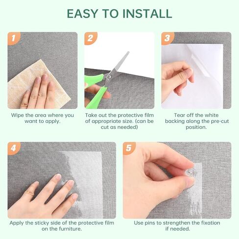Anti Cat Scratch Furniture Protector, Couch Protector from Cat Claws Clear Cat Couch Protector Self-Adhesive Single Side Couch Protector for Cats (12 Pack+50 Twist Pins) in Saudi Arabia