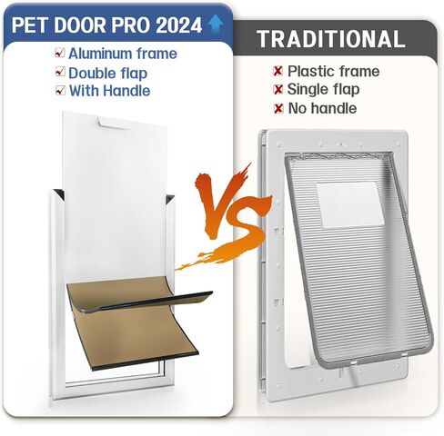 Large Dog Door for Door - Aluminum Doggie Doors for Large Dogs - Large Dog Door for Exterior Doors with Weather Proof Flap, Security Panel in Saudi Arabia