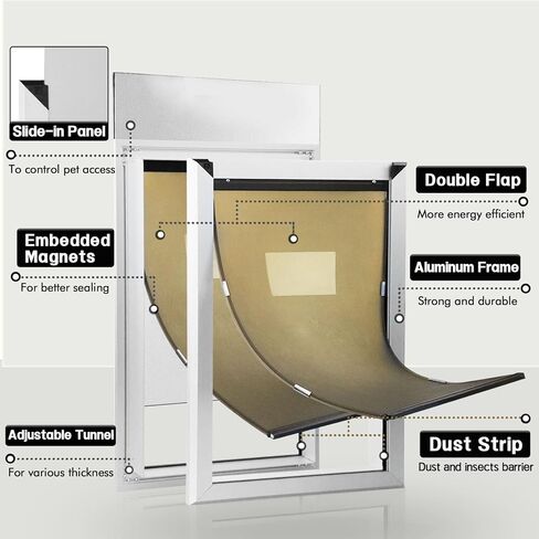Large Dog Door for Door - Aluminum Doggie Doors for Large Dogs - Large Dog Door for Exterior Doors with Weather Proof Flap, Security Panel in Saudi Arabia