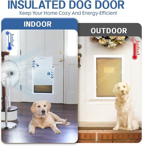 Large Dog Door for Door - Aluminum Doggie Doors for Large Dogs - Large Dog Door for Exterior Doors with Weather Proof Flap, Security Panel in Saudi Arabia
