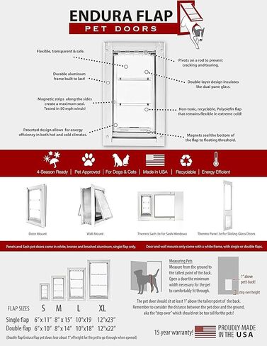 Endura Flap E2 Double Flap Pet Door for Thick Walls | Deep Wall Design up to 15.75" Thick | Insulating Dual-Layer Flap & Durable Aluminum Frame | includes Locking Cover | Black, Medium, Double Flap in Saudi Arabia