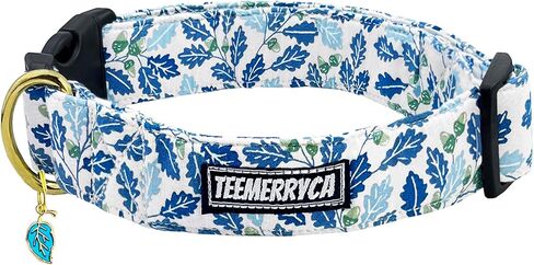 TEEMERRYCA Comfortable Cotton Dog Collars Boy Blue Blueberry Pattern Summer Pet Collar with a Fruit Charm for Male Small Medium Large Dogs, M in Saudi Arabia
