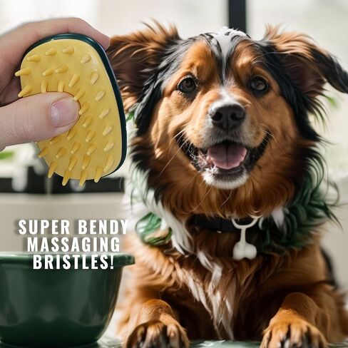 فرشاة تدليك الحمام للحيوانات الأليفة - منظف حمام الحيوانات الأليفة للكلاب والقطط والحيوانات - مقبض مريح احترافي - أخضر in Kuwait