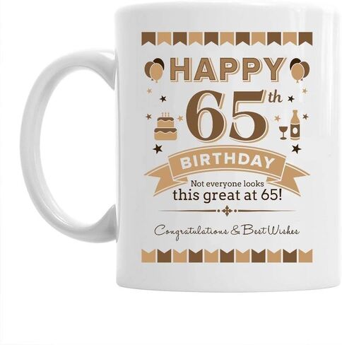 كوب هدية عيد الميلاد الخامس والستين للرجال والنساء عيد ميلاد سعيد 65 وخمسة وستون كوب قهوة 11 أونصة in Kuwait