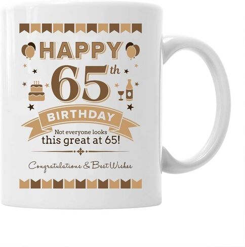 كوب هدية عيد الميلاد الخامس والستين للرجال والنساء عيد ميلاد سعيد 65 وخمسة وستون كوب قهوة 11 أونصة in Kuwait