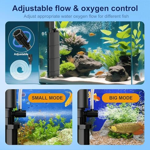حوض السمك U-V 9W 50-150 جالون فلتر خزان الأسماك 4 في 1 الغوص قابل للتعديل مضخة نافورة الأكسجين 3 طبقة تصفية U-V الأسماك، فلتر خزان الأسماك in Kuwait