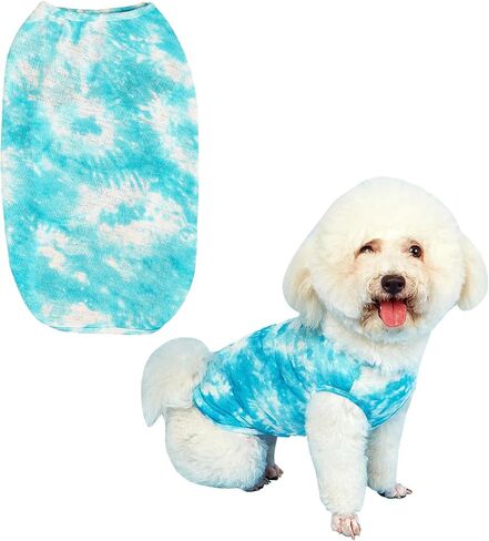 Dog Yellow Tie-dye Sleeveless T-shirt Spring and Summer thin Cotton Puppy Dog Clothes Cute Tie-dye Printed Vest（Large Yellow） in Saudi Arabia