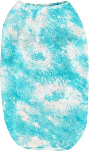 Dog Yellow Tie-dye Sleeveless T-shirt Spring and Summer thin Cotton Puppy Dog Clothes Cute Tie-dye Printed Vest（Large Yellow） in Saudi Arabia