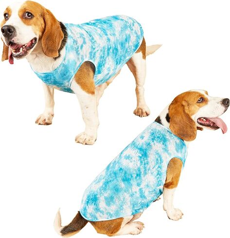 Dog Yellow Tie-dye Sleeveless T-shirt Spring and Summer thin Cotton Puppy Dog Clothes Cute Tie-dye Printed Vest（Large Yellow） in Saudi Arabia