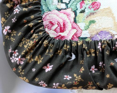 Grime Guard Q-Snap 8 x 8 inch, Cotton Cover Nurge size 3 Hoop Square Embroidery Cross Stitching Punch Needlework DIY Craft Sewing Brown Flowers in Saudi Arabia