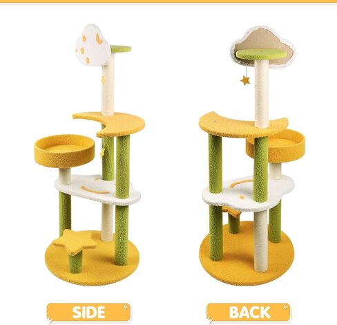 برج شجرة القطط تحت عنوان Furit للقطط الداخلية، 41.7 بوصة شجرة نشاط القطط اللطيفة الفريدة من نوعها مع أعمدة خدش السيزال، شقة أثاث شجرة الكرز متعددة المستويات، أخضر in Kuwait