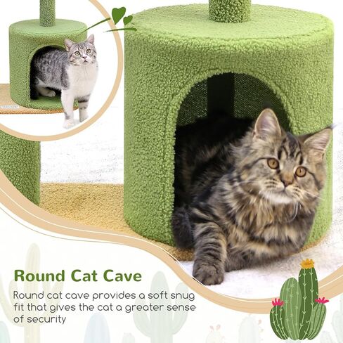 F33 برج قط صغير، 33 بوصة شجرة قطة لطيفة شجرة صبار صغيرة للقطط الداخلية برج قطط مع عمود خدش، جثم علوي مبطن، شقة مريحة، منصة قطيفة كبيرة وكرة معلقة in Kuwait