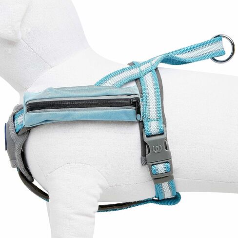 سترة لحزام الكلاب من Blueberry Pet Essentials عاكسة للعودة إلى الأساسيات مع جيب للمكافآت، لون أزرق سماوي، أحزمة صغيرة قابلة للتعديل للكلاب in Saudi Arabia