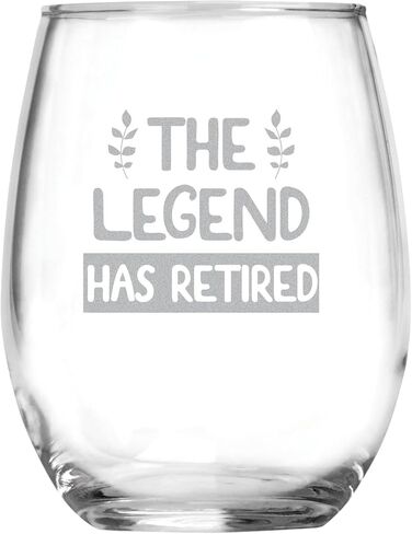 هدية زجاجية لمحبي النبيذ من The Legend Has Retired (15 أونصة) - هدايا تقاعد عالية الجودة، مثالية للاحتفال بالبدايات الجديدة، وحفلات المكتب، والوداع، والوداع، وعيد ميلاد مضحك للمتقاعدين in Kuwait