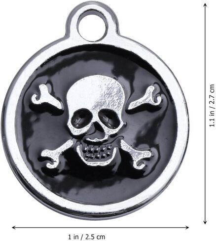 POPETPOP Skull Dog Tag Dog Name Tags Personalized: Metal Dog ID Tags Day of the Dead Personalized Dog Tags Pet ID Tags for Cats and Dogs, Black 25MM in Saudi Arabia