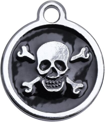 POPETPOP Skull Dog Tag Dog Name Tags Personalized: Metal Dog ID Tags Day of the Dead Personalized Dog Tags Pet ID Tags for Cats and Dogs, Black 25MM in Saudi Arabia