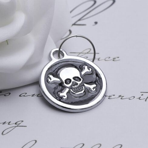 POPETPOP Skull Dog Tag Dog Name Tags Personalized: Metal Dog ID Tags Day of the Dead Personalized Dog Tags Pet ID Tags for Cats and Dogs, Black 25MM in Saudi Arabia