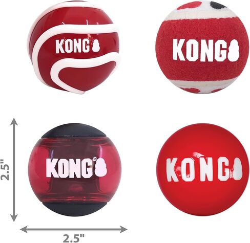 KONG Signature Assorted Balls for Fetch and Retrieving (Medium (4 Pack)) in Saudi Arabia