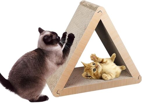 لوح خدش للقطط من الورق المقوى العمودي بثلاثة جوانب، شحذ مخلب القطط، ألعاب نفق خدش للقطط المثلثة، تمرين لعب القطط، 6 جوانب متاحة للقطط في الأماكن المغلقة (كبيرة) in Kuwait