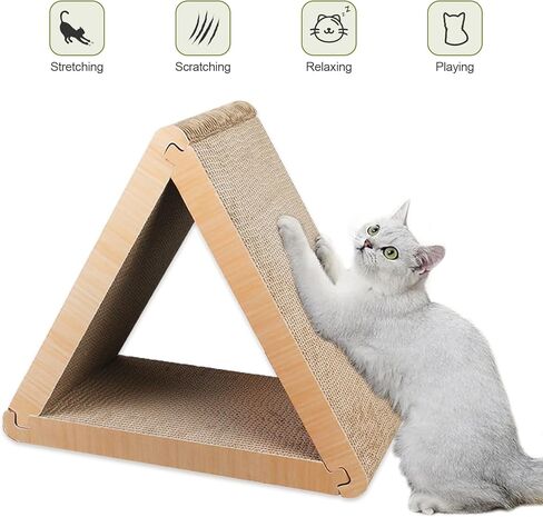 لوح خدش للقطط من الورق المقوى العمودي بثلاثة جوانب، شحذ مخلب القطط، ألعاب نفق خدش للقطط المثلثة، تمرين لعب القطط، 6 جوانب متاحة للقطط في الأماكن المغلقة (كبيرة) in Kuwait