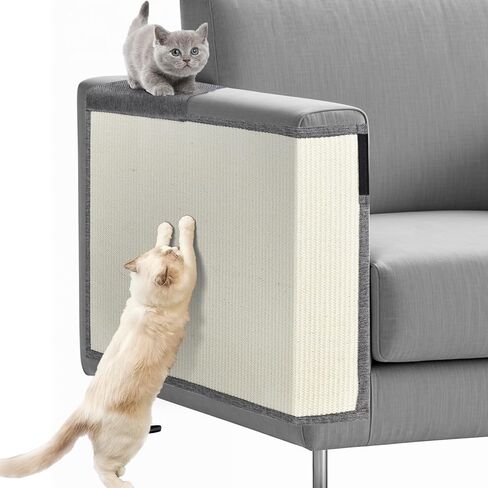 Cat Scratch Mat Sofa Protector, Natural Sisal Cat Scratch Mats, Cat Scratching Mat with Sticky Tapes, Protect Couch, Easy Installation (Beige & Gray, Right) in Saudi Arabia