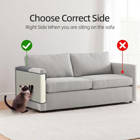 Cat Scratch Mat Sofa Protector, Natural Sisal Cat Scratch Mats, Cat Scratching Mat with Sticky Tapes, Protect Couch, Easy Installation (Beige & Gray, Right) in Saudi Arabia