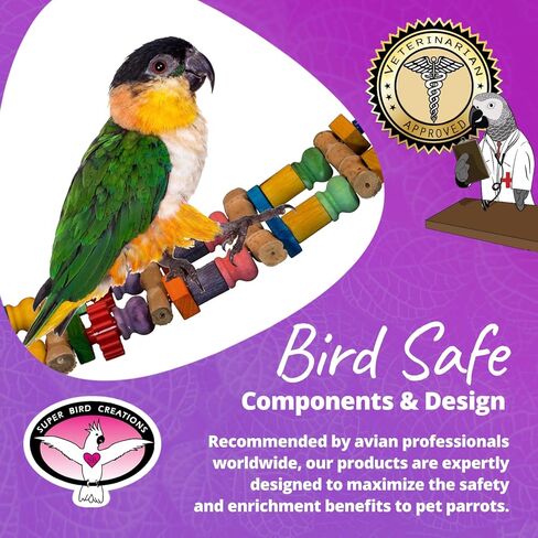 Super Bird Creations SB1157 Bamboo Bridge Bird Toy for Ringnecks, Conures, Quakers, Caiques, Pionus, Senegals, Amazons, African Greys, Eclectus - Bamboo Steps - Medium/Large Bird Size, 25 x 5.5 in Kuwait