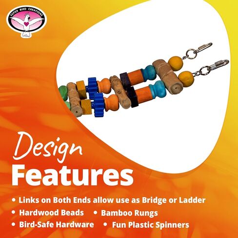 Super Bird Creations SB1157 Bamboo Bridge Bird Toy for Ringnecks, Conures, Quakers, Caiques, Pionus, Senegals, Amazons, African Greys, Eclectus - Bamboo Steps - Medium/Large Bird Size, 25 x 5.5 in Kuwait