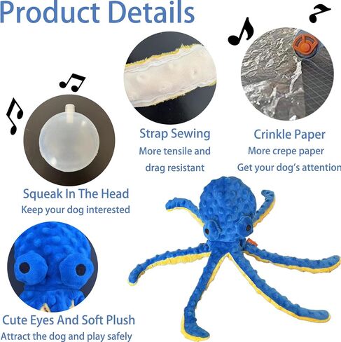 No Stuffing Dog Toys for Aggressive Chewers, Squeaky Wrinkled Toys, Durable Dog Chew Toys, Soft and Tough Plush Toys, Suitable for All Breeds of Dogs. (Dinosaur (Blue)) in Saudi Arabia