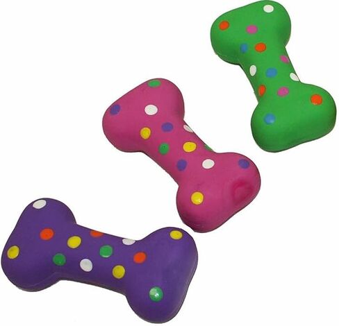 HDP Latex Dog Squeaker Bone Toy Color:Small/Med Bone Size:Pack of 3 in Saudi Arabia