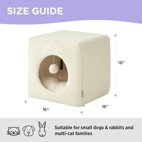 Lesure Cat Bed for Indoor Cats - Large Cat House for Kitten and Small Pet, Enclosed Cat Cave with Removable Washable Cover, Houndstooth Cat Hideaway with Non-Slip Bottom, 16" x 16" x 16", Black in Saudi Arabia