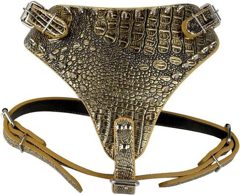 Spiked Studded Leather Dog Harness Pit Bull Mastiff Boxer (Gold) in Saudi Arabia