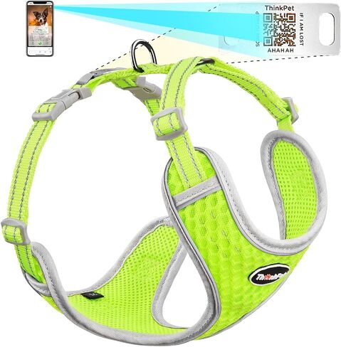 ThinkPet Reflective Breathable Soft Air Mesh with QR Code Dog Tag Puppy Choke Free Over Head Vest Harness for Puppy Small Medium Dogs and Cats Small Pink in Saudi Arabia