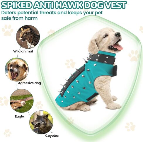 OTOB Waterproof Reflective Coyote Proof Dog Vest with Removable Spikes, Adjustable Anti Predator Adjustable Dog Vest, Dog Harness Hawk Vest for Medium Large Dogs Protects from Coyote and Hawks Attacks in Saudi Arabia