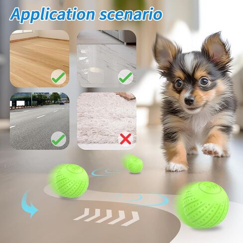 لعبة كرة الكلب التفاعلية الذكية، كرة دوارة نشطة للجراء/الكلاب الصغيرة مع أضواء LED، كرة دوارة متحركة أوتوماتيكية، قابلة لإعادة الشحن عبر USB، أخضر in Kuwait