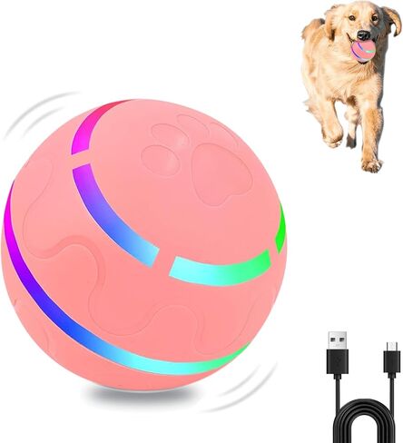 Interactive Dog Ball Toy, Smart Tennis Pets Chew Toys, Electric Launcher Durable Automatic Rolling Balls for Dogs, Cat, Bouncing Busy Ball for Small&Large Pet (Pink Automatic) in Saudi Arabia