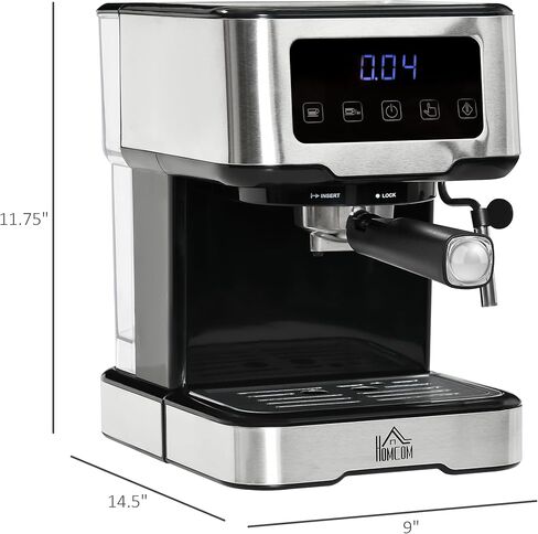 ماكينة اسبريسو هومكوم مع عصا رغوة الحليب، ماكينة صنع القهوة بمضخة 15 بار مع خزان مياه قابل للإزالة سعة 1.5 لتر للإسبريسو واللاتيه والكابتشينو in Kuwait
