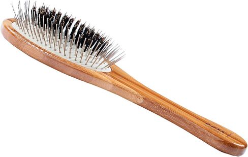 Bass Brushes Medium Oval Wire and Boar Pet Brush with Bamboo Wood Handle in Saudi Arabia