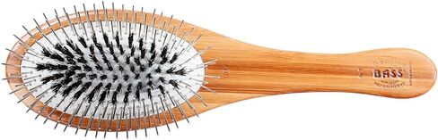 Bass Brushes Medium Oval Wire and Boar Pet Brush with Bamboo Wood Handle in Saudi Arabia