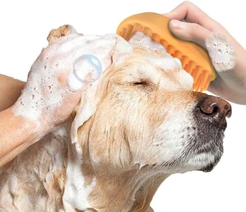 Heavy-Duty Grooming Brush for Dogs and Cats - Silicone Tool for Shedding, Massaging, and Bath Washing to Remove Hair, Fur, Soap and Debris in Saudi Arabia