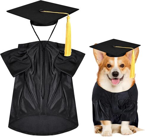 Dog Graduation Cap and Gown, Dogs Cats Graduation Holiday Halloween Costume Accessory(Black,Medium) in Saudi Arabia