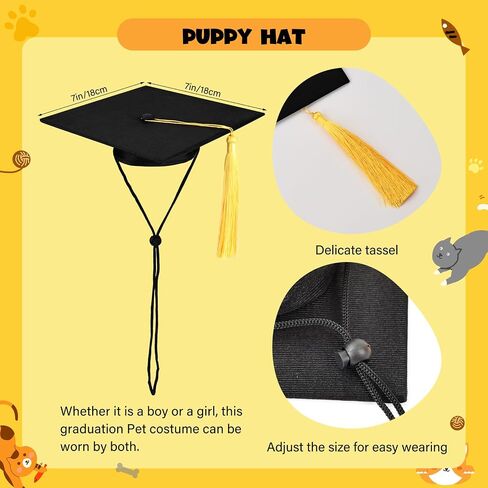 Dog Graduation Cap and Gown, Dogs Cats Graduation Holiday Halloween Costume Accessory(Black,Medium) in Saudi Arabia