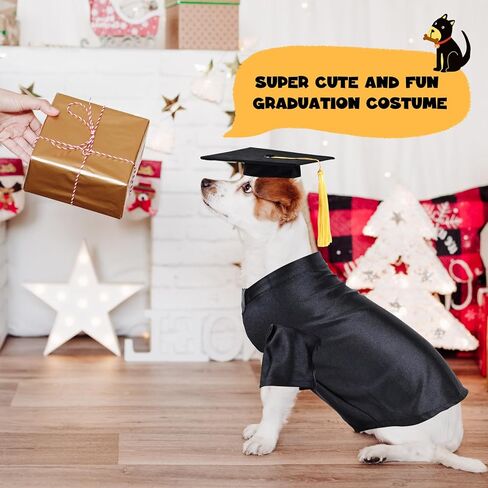 Dog Graduation Cap and Gown, Dogs Cats Graduation Holiday Halloween Costume Accessory(Black,Medium) in Saudi Arabia